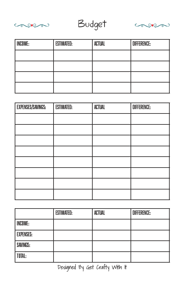 Finance Pack Planner Insert