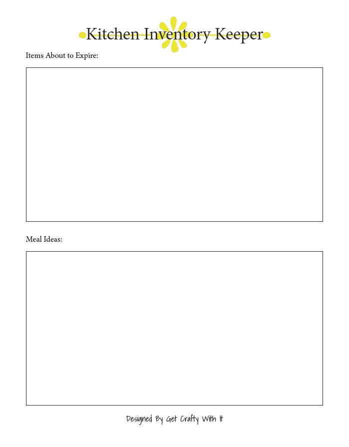 Kitchen Inventory Keeper Planner Insert