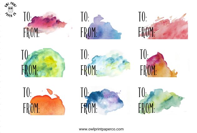Watercolor Splashes Gift Tags