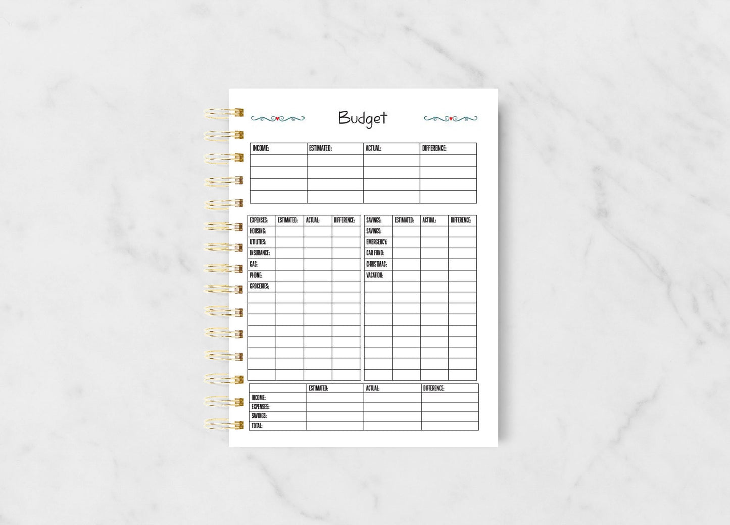 Finance Pack Planner Insert Printable