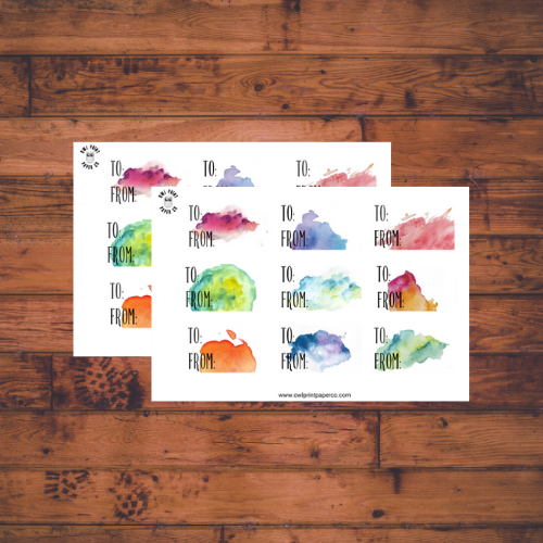 Watercolor Splashes Gift Tags